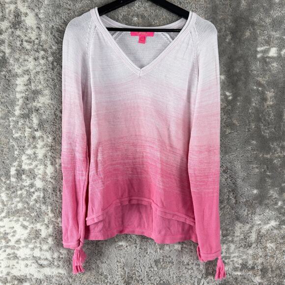 Lilly Pulitzer Sweaters - Lilly Pultizer Size M Ombre V Neck Outdoor Casual Sweater Pink Long Sleeve